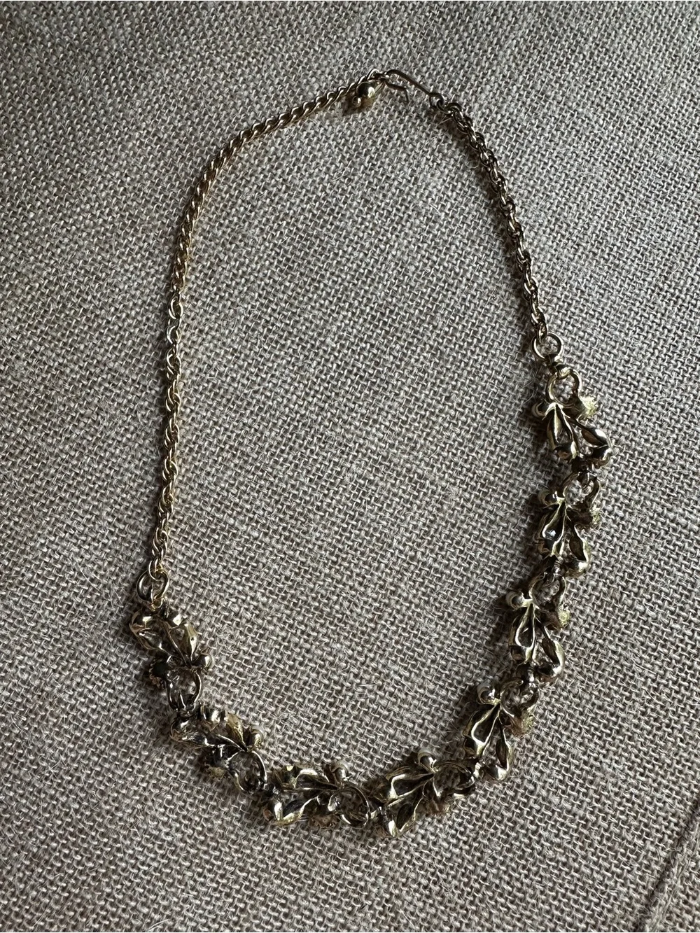Vintage Choker Necklace Faux Pearl Rhinestone